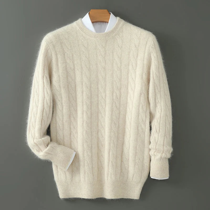 Men's thick cashmere sweater 100% pure cashmere round neck cashmere sweater 2024 new spring and winter knit base shirt