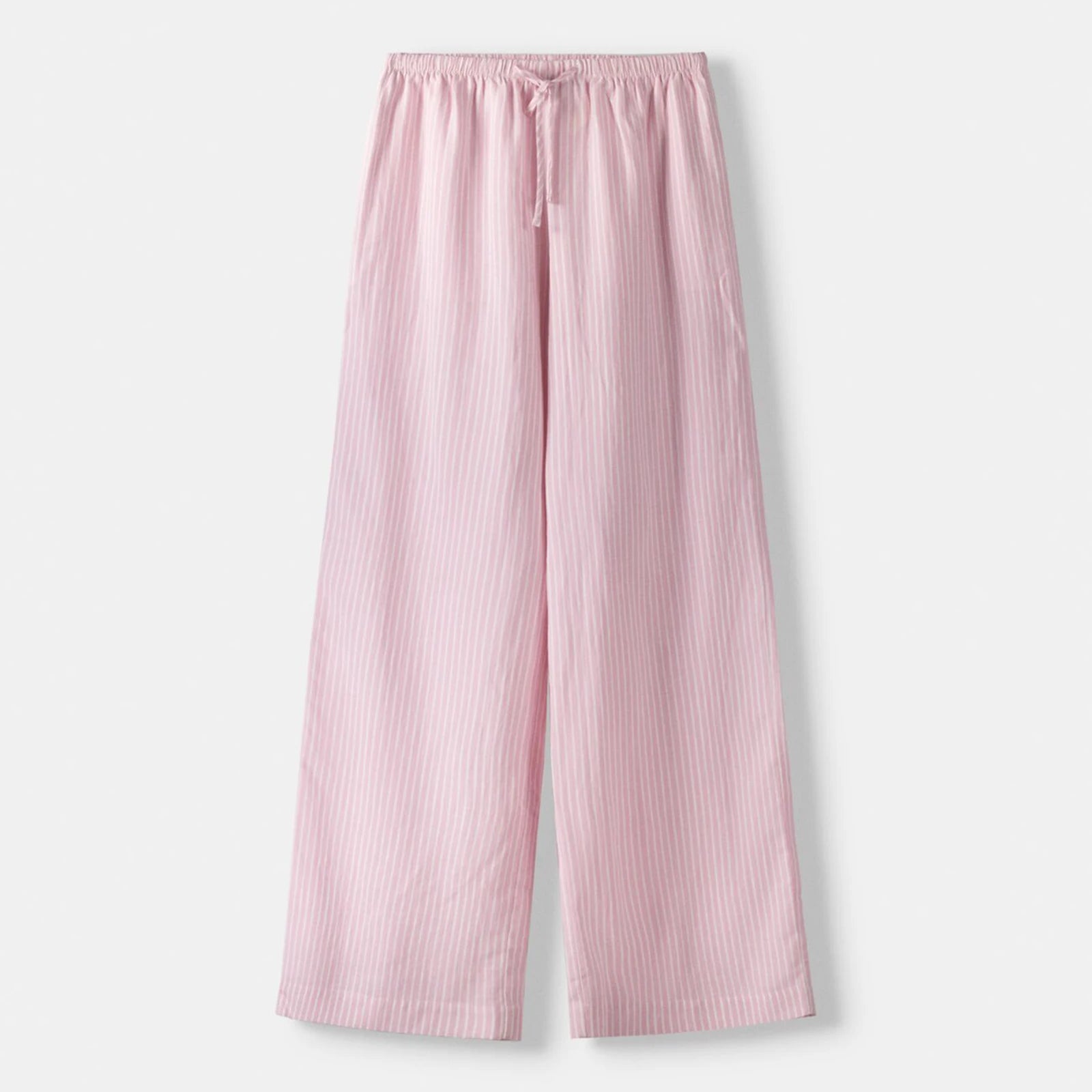 Womens Casual Striped Pants Elastic Waist Loose Aesthetic Trousers Streetwear Loungewear with Pockets Summer Female Home Wear