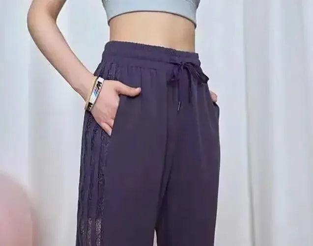 Jogging Trousers for Women Joggers Elastic Waist Clothes Purple Fitness Sweatpants Harem Female Pants with Pockets Sports Autumn