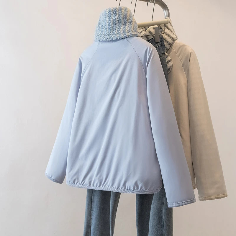 Women Coat 2025 New Double Sided Wearable Polar Fleece Loose Long Sleeve Keep Warm Jacket Tops