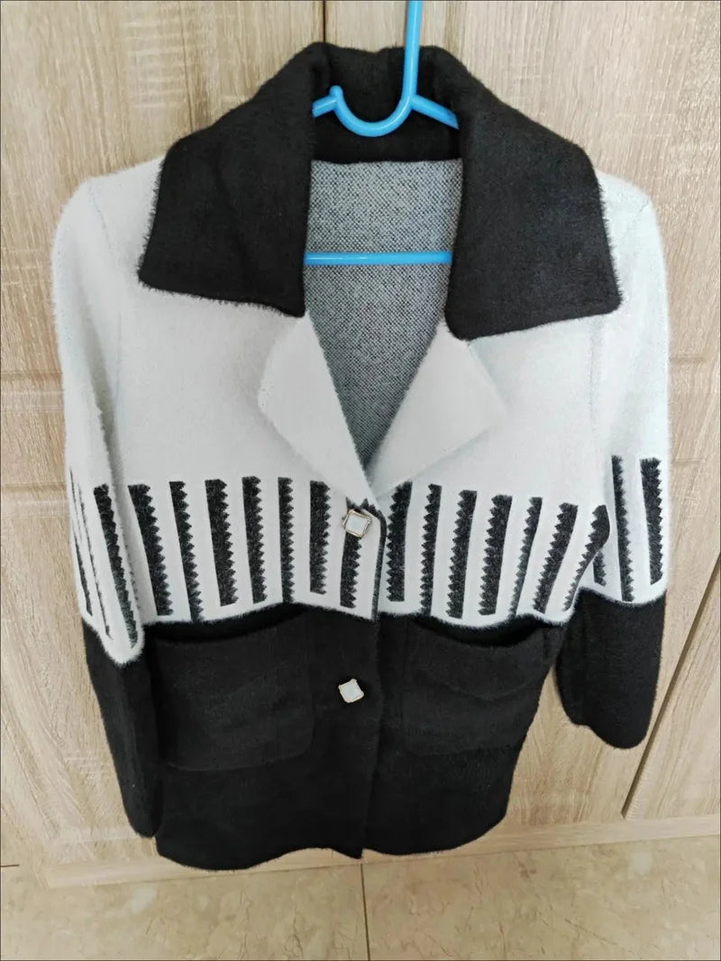 Woolen Coat Women New Autumn Winter Korean Trend Ladies Imitation Mink Velvet Jacket Simple Mid-Length Female Thickened Top Coat