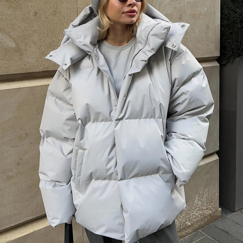 2024 Women Winter Coat Long Sleeve Hooded Thick Cotton Down Coat Women Tops Loose Style Warm Jacket Coat Casaco Feminino