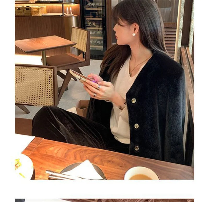 Women's Coat  Women's fur Coat New Fashion Mink fur Coat Women's Autumn and Winter new Fur Short Ladies Wind Chaebol Daughter