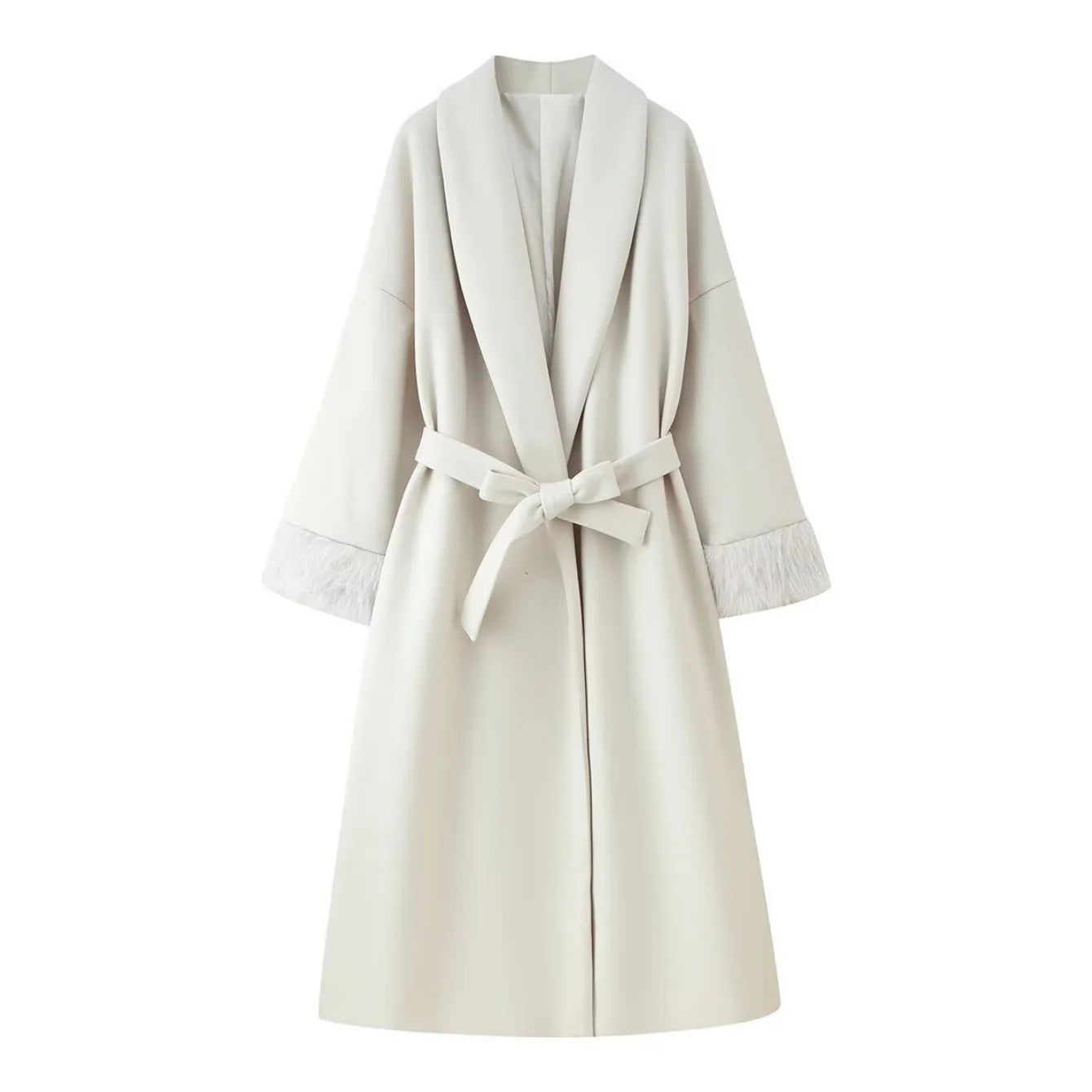 Women's Elegant Woolen Coat Lady Turn-Down Collar With Belt Full Sleeved Outerwear Female Bathrobe Styled Thicken Long Jackets