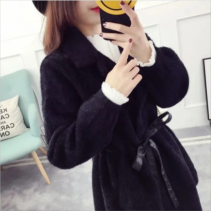 Winter Woolen Coat Jacket Women 2023New Female High-end Imitate Golden mink Overcoat Ladies Elegant Fashion Jackets
