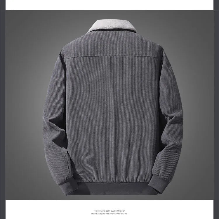 Corduroy lamb wool jacket men's winter loose fleece thickened casual lapel jacket men's clothes men jacket