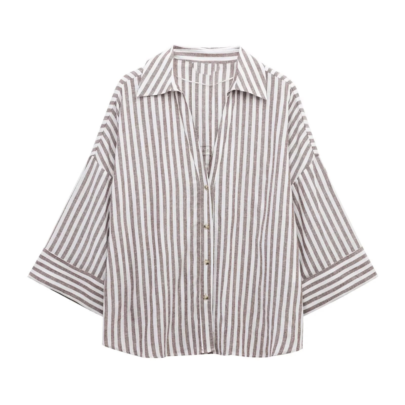 Women's shirt with collar and wide sleeves simple and casual temperament summer new style shirt