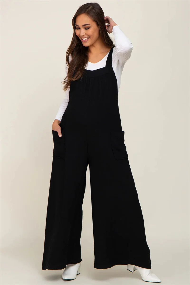 Maternity Clothes Cargo Pants Pregnant Women Clothing Wide-leg Overall Lace-up Mother Trousers Casual Maternity Workwear Pants