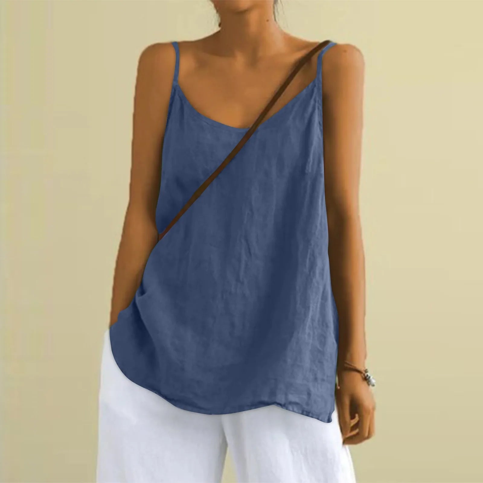 Women's tops sexys Cotton Linen Camisole Vest Summer Loose Sleeveless Versatile Bottom Top solid color blouse classic camisetas