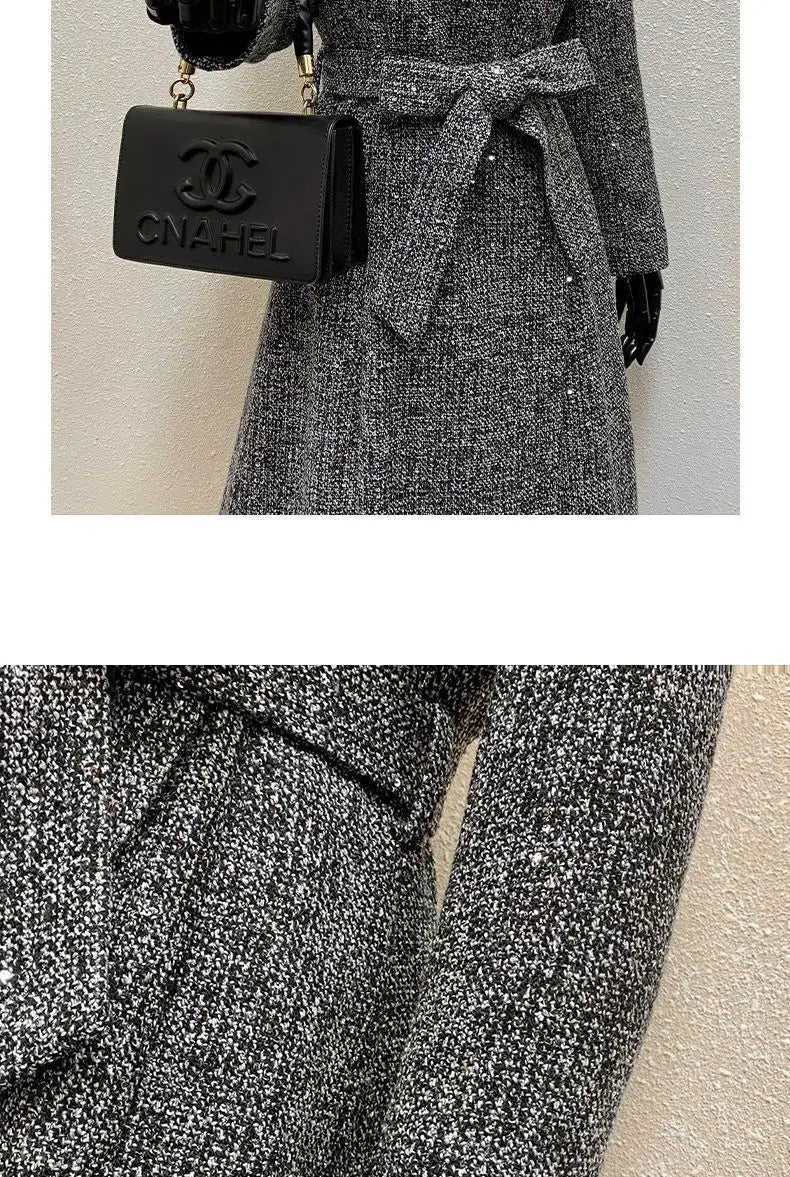 Female Overcoat 2025 New Fashion Gray Women Woolen Coat Autumn Winter Temperament High Quality Casual Women's Woolen Coat H249