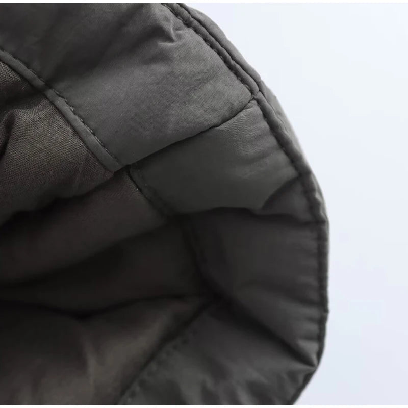 Casual Gray Lace Up Coat Women Cotton V-neck Luxury Pocket 2025 Autumn Thick Jackets Female Chic Street All-match Outwear Tops