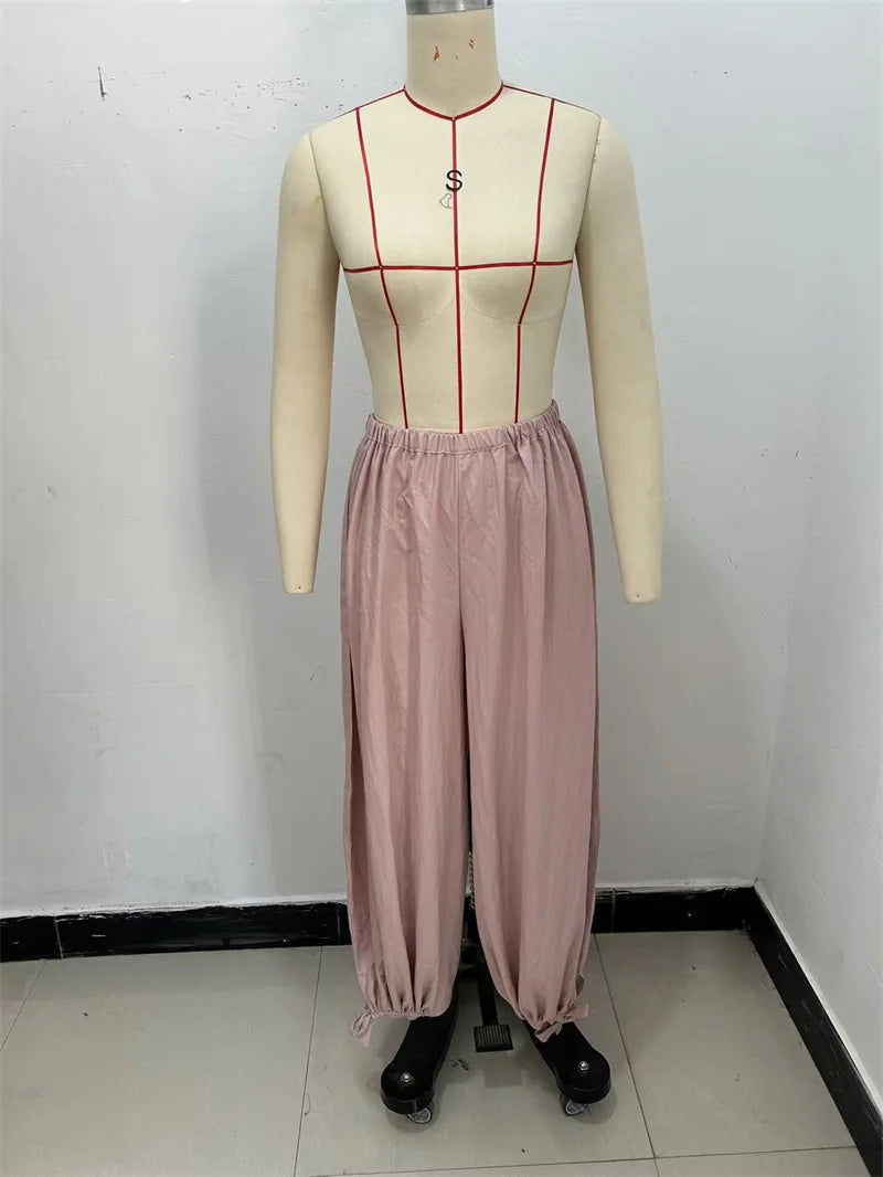 Women's Trousers New for Fall 2025 Pink Loose Pleated Decorative Trousers Casual Fashion Cute and Casual Personality Versatile