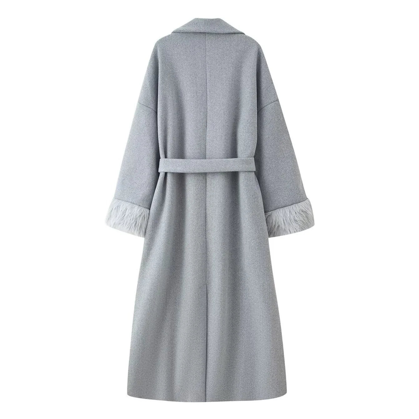 Women's Elegant Woolen Coat Lady Turn-Down Collar With Belt Full Sleeved Outerwear Female Bathrobe Styled Thicken Long Jackets