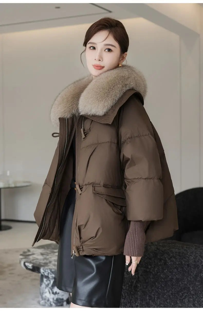 Women Winter Down Cotton Jacket 2025 New Women Warm Thick Cotton Coat Larger Fur Collar Cotton Padded Jacket Women Parka Coat