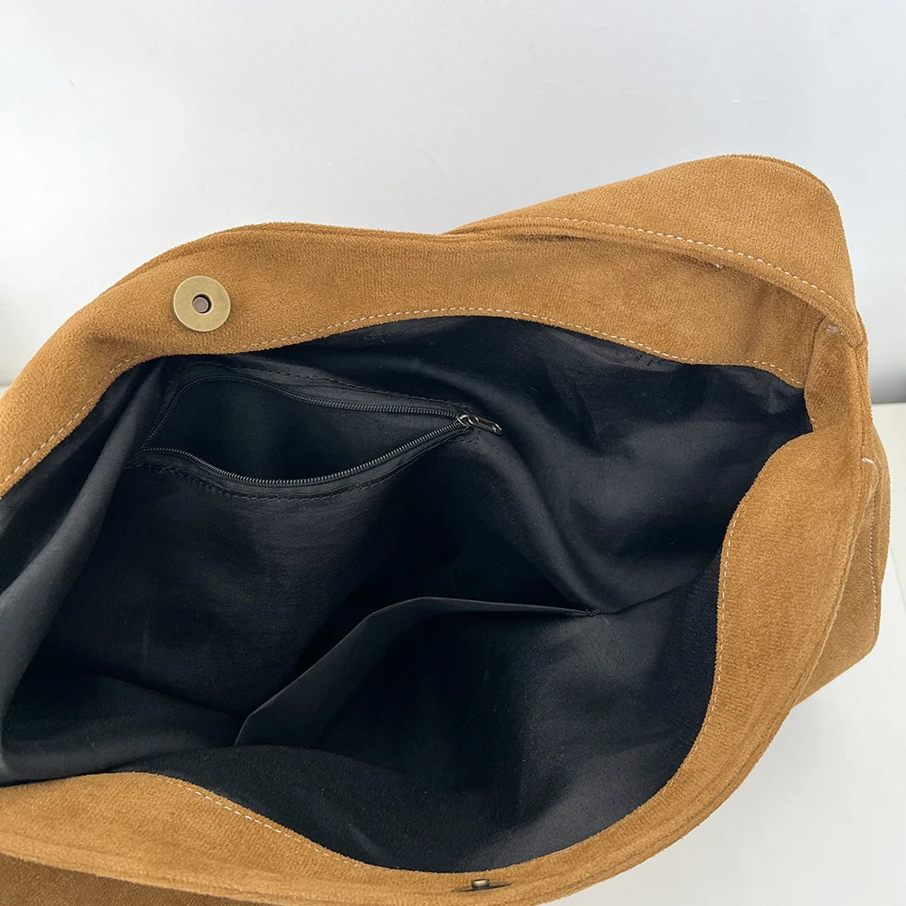 Women Underarm Bag Fashion Tweed Fabric Large Capacity Shoulder Bag Casual Handbag for Daily Office Use Solid Color Handbag