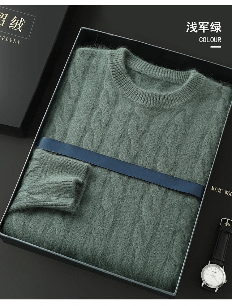 Men's thick cashmere sweater 100% pure cashmere round neck cashmere sweater 2024 new spring and winter knit base shirt