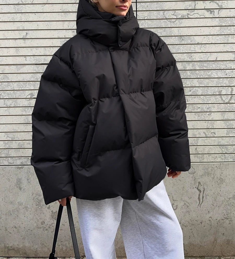 2024 Women Winter Coat Long Sleeve Hooded Thick Cotton Down Coat Women Tops Loose Style Warm Jacket Coat Casaco Feminino