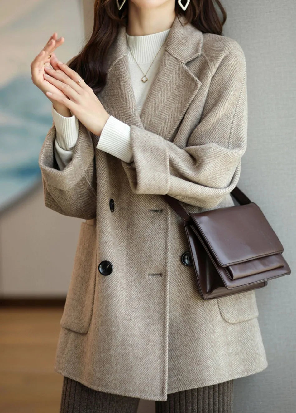 Wool Coat Elegance Coats and Jackets Women New In Autumn Winter Jacket Women Korean Style Long Sleeve Office Lady Trench Coat