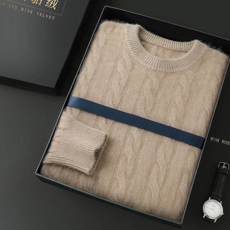 Men's thick cashmere sweater 100% pure cashmere round neck cashmere sweater 2024 new spring and winter knit base shirt