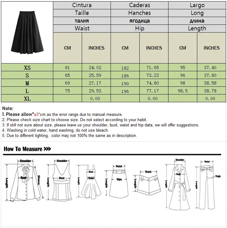 Mooyufon Women's Fashion Spring New Black Wide Pleated Swing Vintage Chic Female High Waist  Elegant A-line Long Skirt Mujer