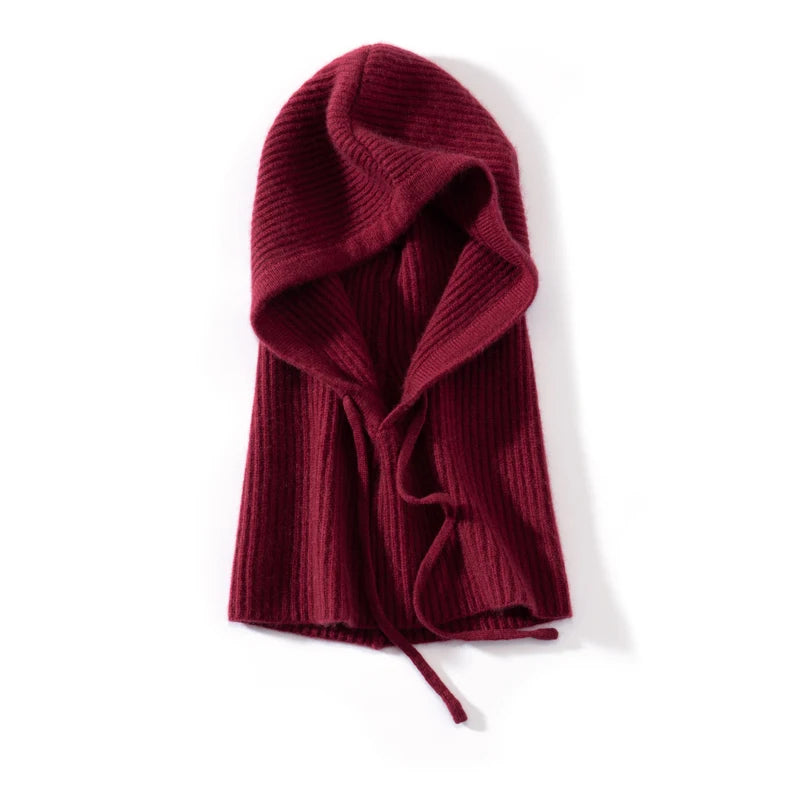 Wool Cashmere Knitted Hood Hat Scarf Elegant Hats Beanies Women Men Winter Neck Warm Balaclava Headgear Caps Unisex 4 New Colors