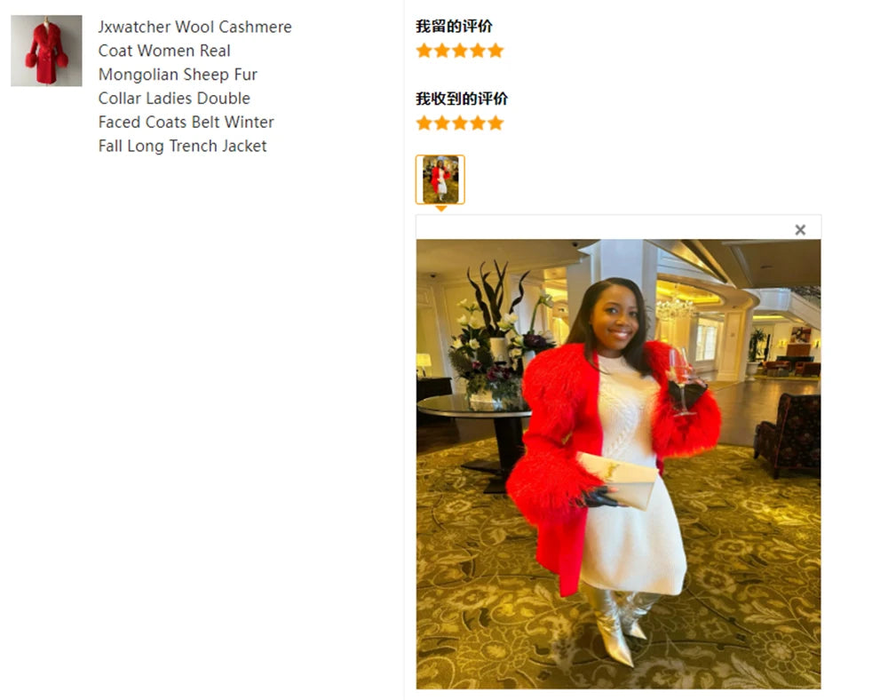 Women Cashmere Wool Coat With Real Mongolian Sheep Fur Collar  Ladies Autumn Winter Fashion Long Outwear Full Sleeve Fur Jacket