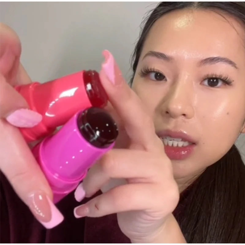 Milk Jelly Lipstick Blush Stick Moisturized Blusher Rouge Cream Shimmer Powder Blusher Stick Beauty Makeup for Women and Girls