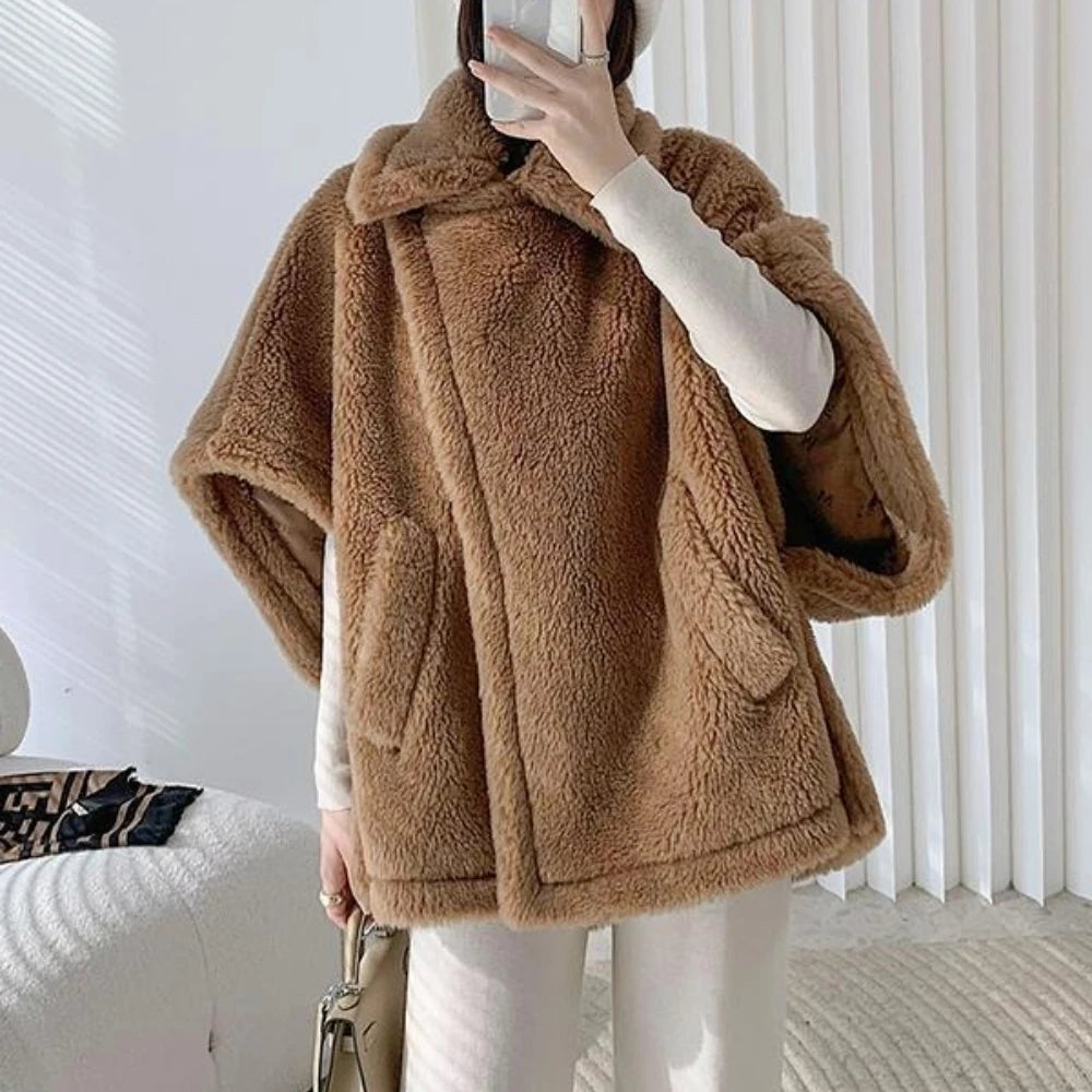 Reality Fur Coat Wool Cloak Fashion Sheep Wool Jacket Winter Real Fur Woolen Women Fashion Teddy Lady Streetwear Warm Overcoat