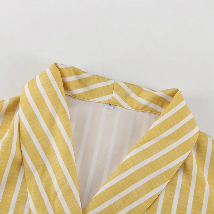 Women's Clothing 2025 Autumn New Striped Long-sleeved Loose Lace Top High Waist Trousers Fashionable Casual Suit