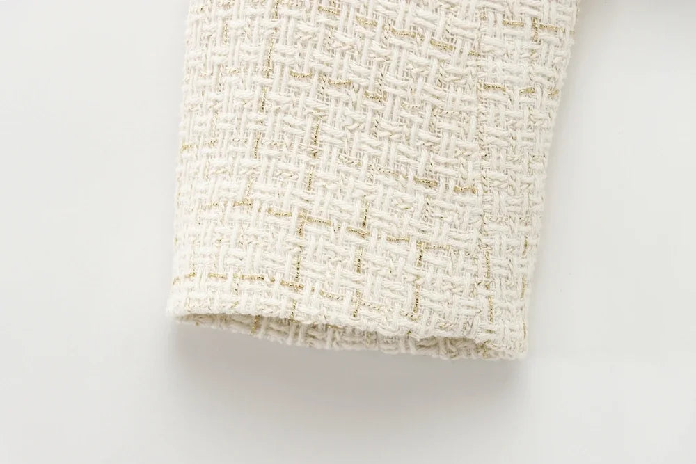 Women Tweed Single Breasted Elegant Jackets Coat Long Sleeve Plaid Jacket Woman Clothing Outdoor Clothes 2409113