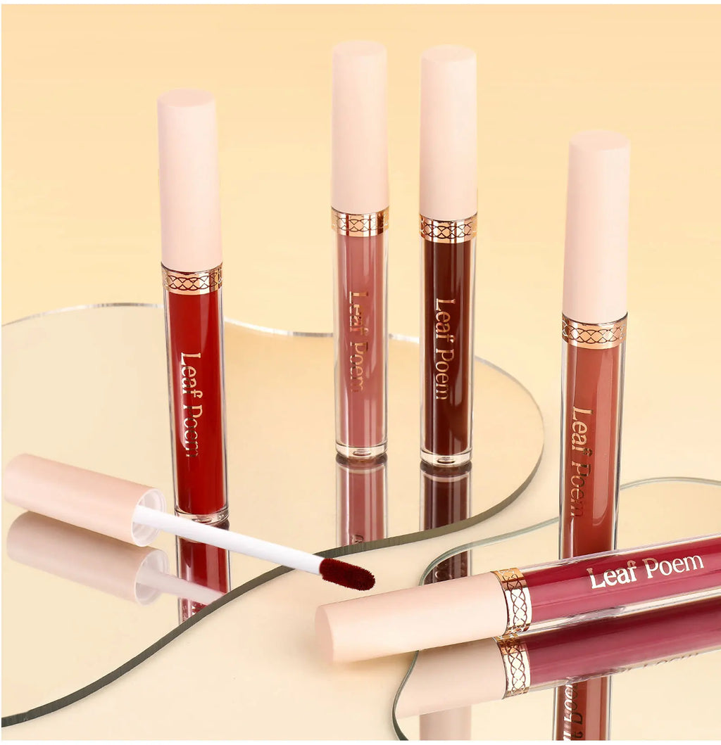 8 pcs matte liquid lipstick, lip glaze - waterproof, non-stick, long-lasting lip gloss, brown, pink, purple and red tones, suitable for Valentine's Day, daily, parties, travel