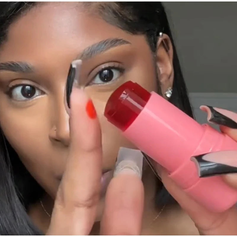 Milk Jelly Lipstick Blush Stick Moisturized Blusher Rouge Cream Shimmer Powder Blusher Stick Beauty Makeup for Women and Girls