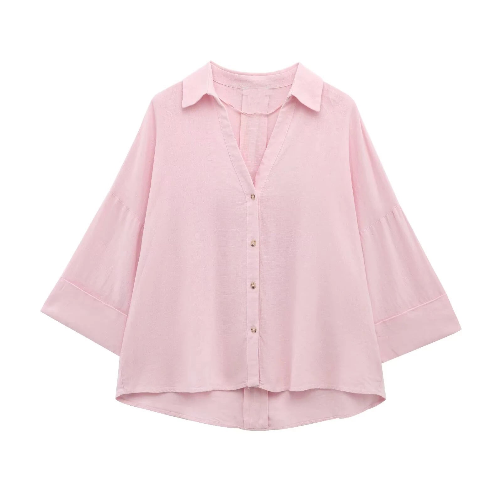 Women's shirt with collar and wide sleeves simple and casual temperament summer new style shirt
