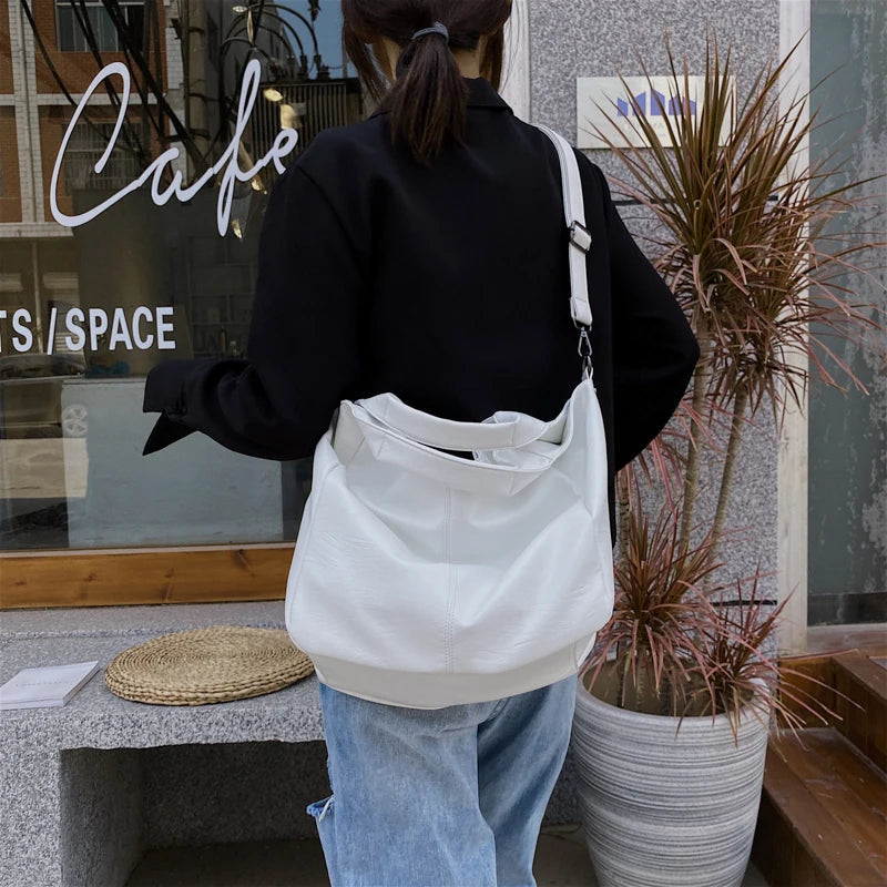 Fashion Women Handbags Female Large Shoulder Bags For Travel Weekend Shopping Feminine Bolsas Soft Leather White Messenger bag