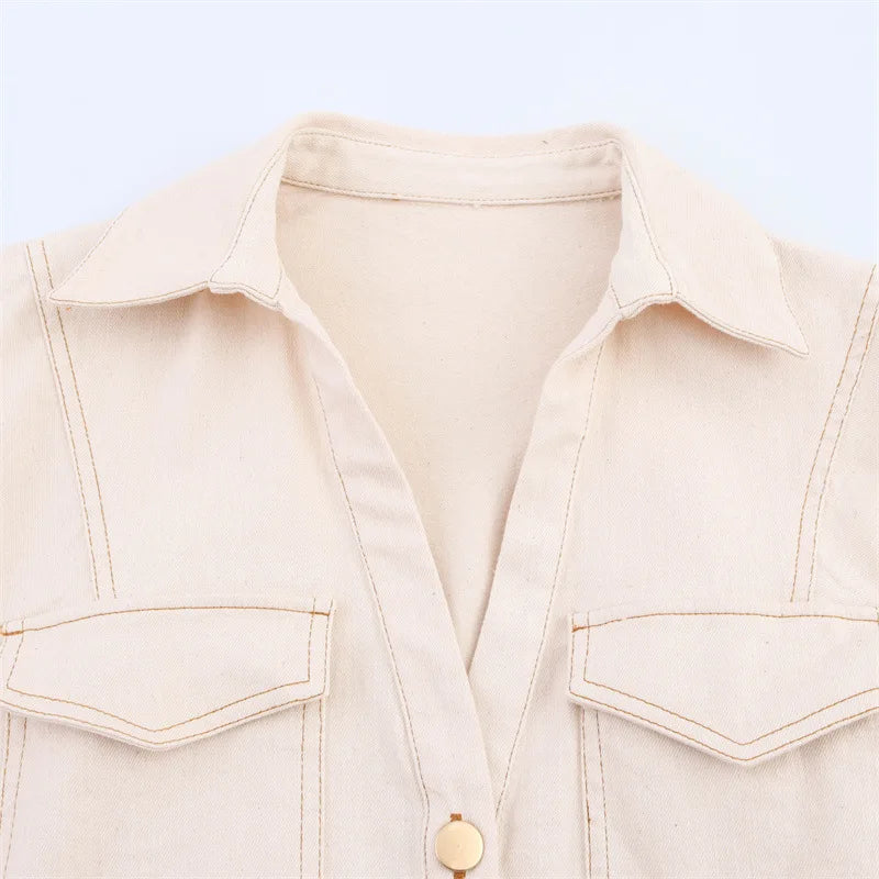 New Dresses 2025 Woman Fashion SummerSlim Denim Skirt Women's Clothing V-neck Tops