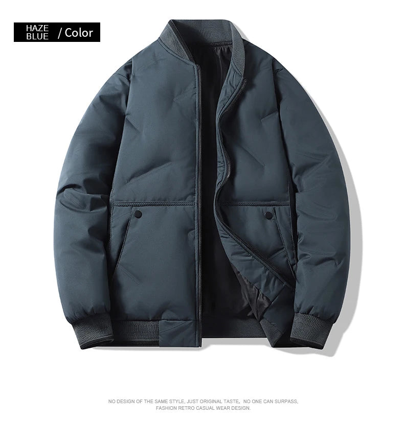 Men's Jacket  Autumn Winter Thickened Warm Comfortable Breathable Casual Coat Outdoor Solid Color Windproof Zippered Jacket