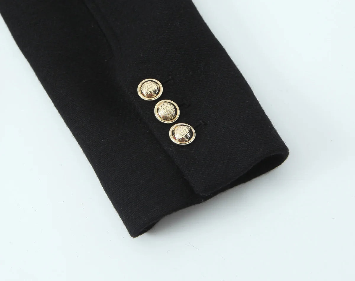 Woolen Coat Fall Fashion Black Long Coat Elegant And Pretty Women's Coats American Retro Autumn Outerwear Urban Coats