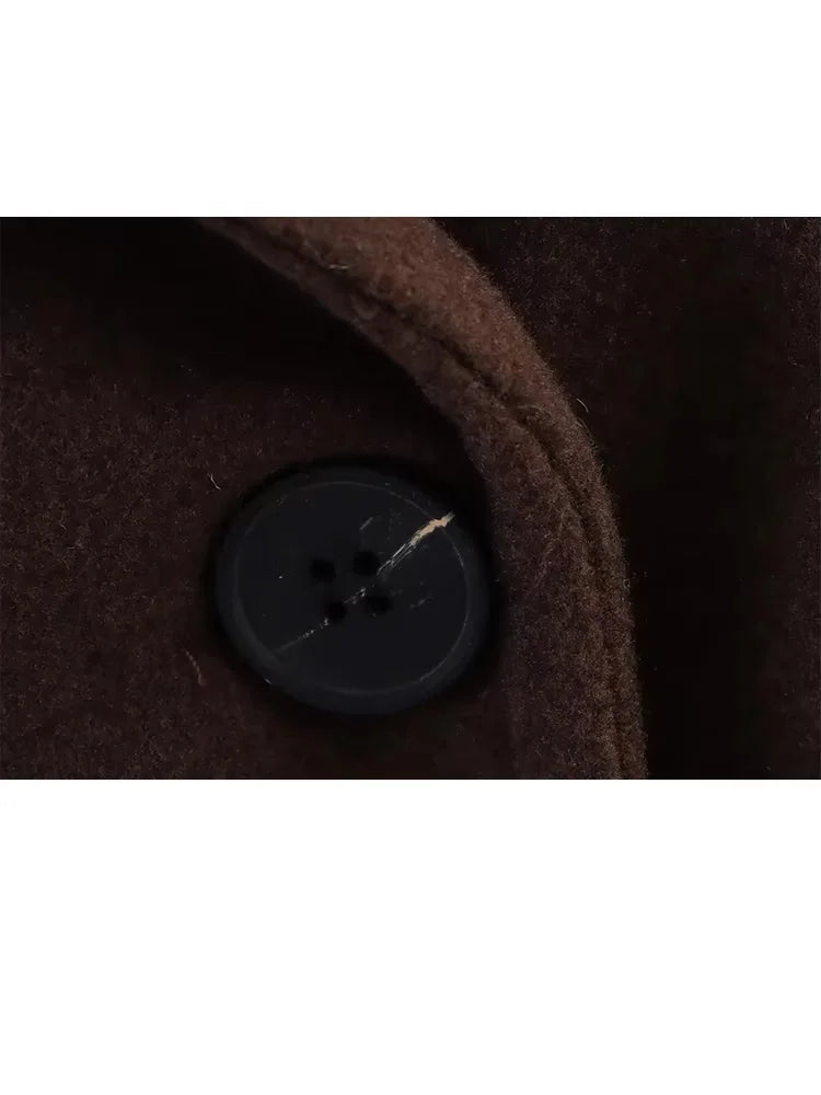 HH Women Autumn Winter New Fashion Lapel Woolen Edition Long Coat Female Simple Elegant Warm High Street Casual Jacket Mujer