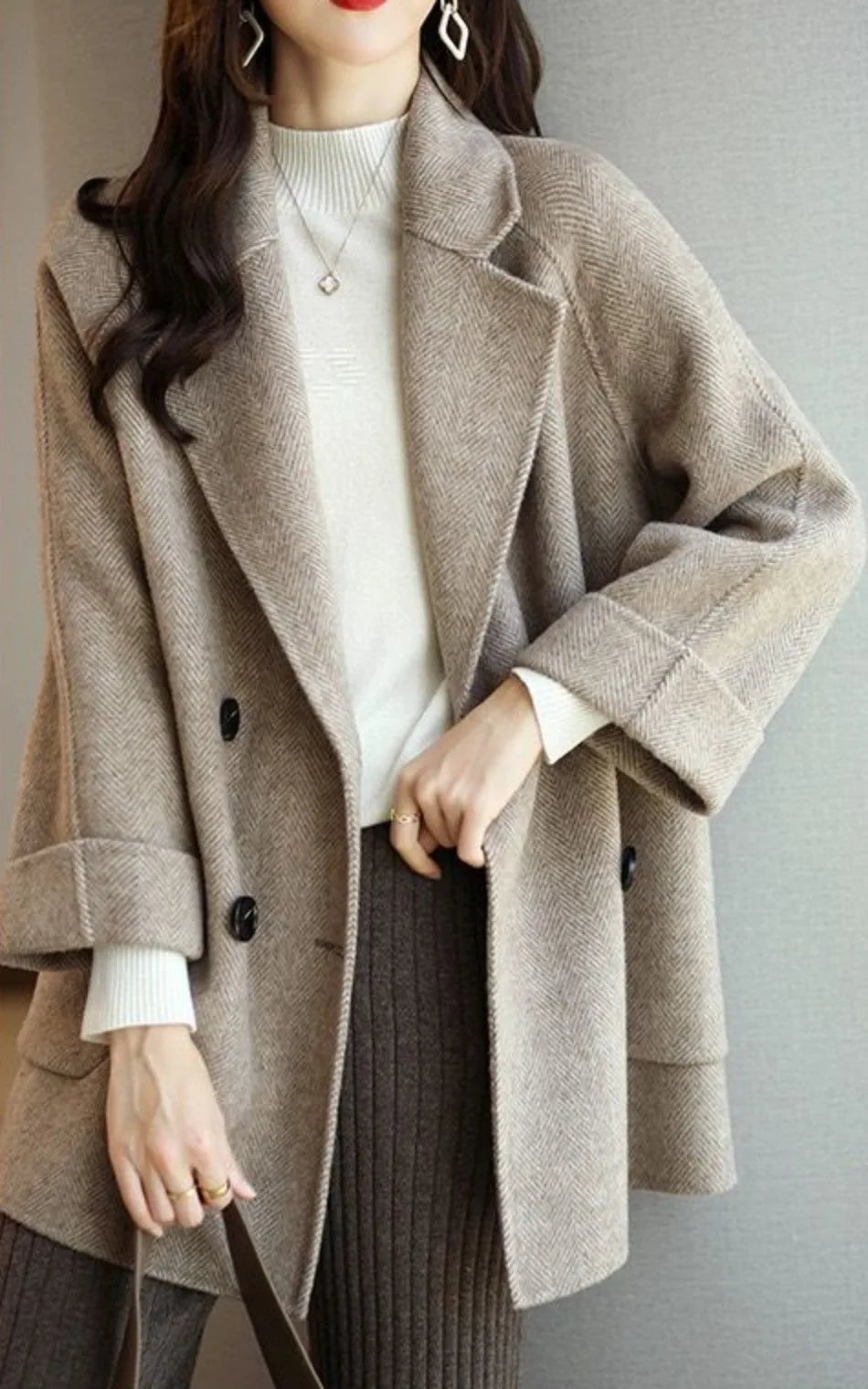 Wool Coat Elegance Coats and Jackets Women New In Autumn Winter Jacket Women Korean Style Long Sleeve Office Lady Trench Coat