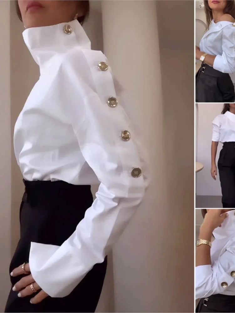 New Fashion Shirt For Women Women 2025 Casual Long-sleeve Button Women's Blouse Spring Chic White Tops Office Shirts Female
