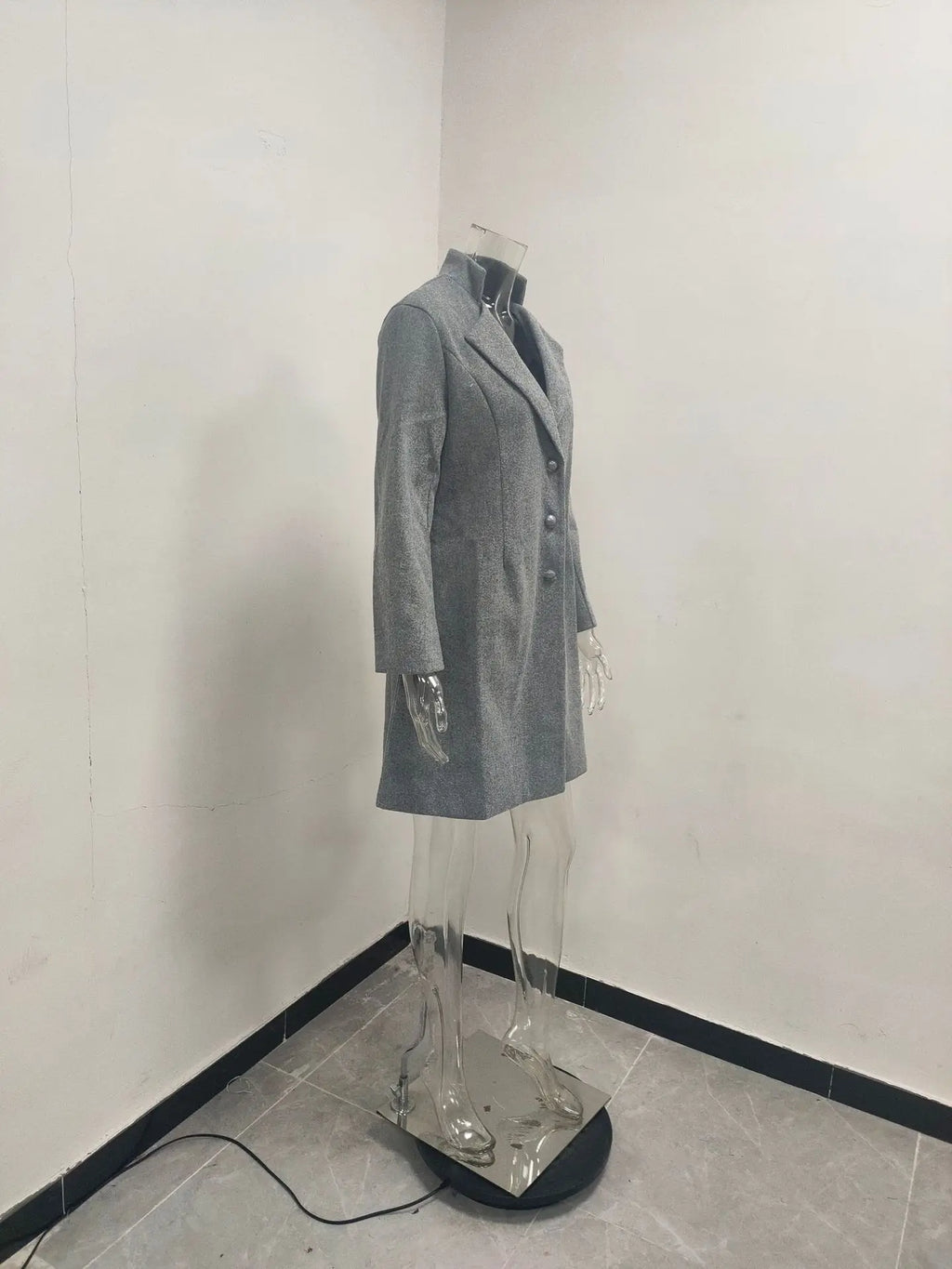 Wool Coat Jacket Women Woolen Outerwear Single Breasted Turn Down Collar Slim Mid Length Overcoat Office Lady Autumn Winter 2025