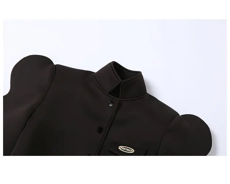 Women Coat Autumn Spring Euro-America Style Office Lady Fashion Short Jacket Long Wave Sleeves Girls Coat