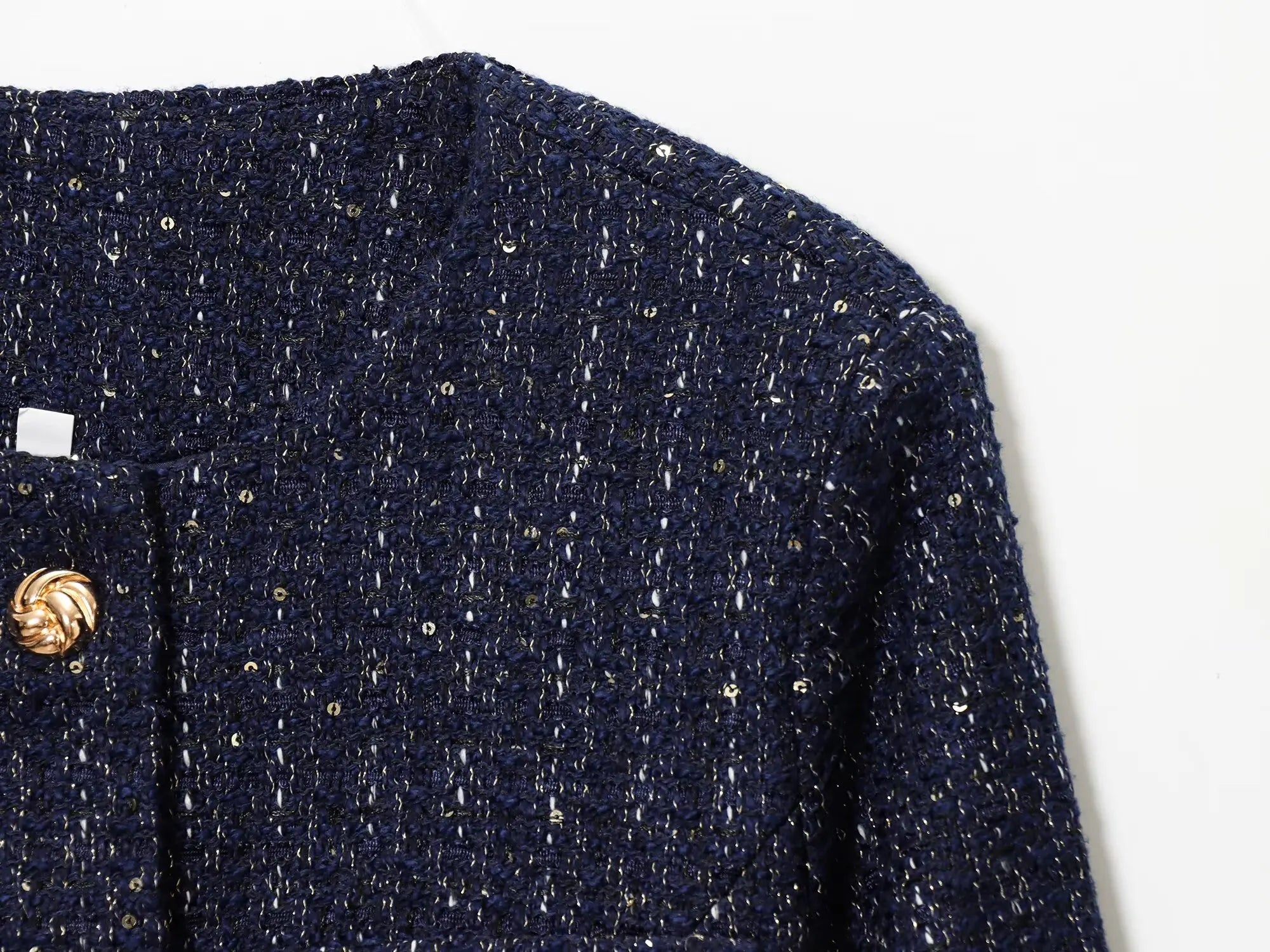 BSAY tweed jacket with belt women's clothing autumn winter new Round long sleeved button up outerwear chic France short coats