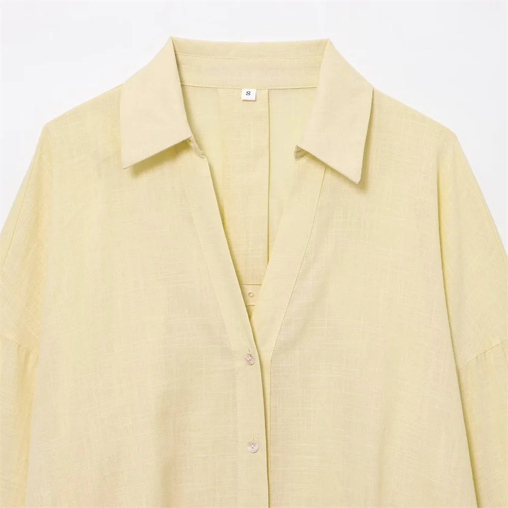 Women's shirt with collar and wide sleeves simple and casual temperament summer new style shirt