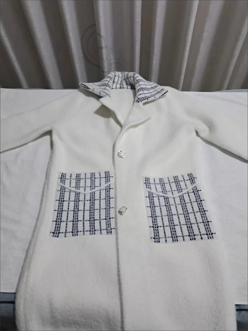 Woolen Coat Women New Autumn Winter Korean Trend Ladies Imitation Mink Velvet Jacket Simple Mid-Length Female Thickened Top Coat