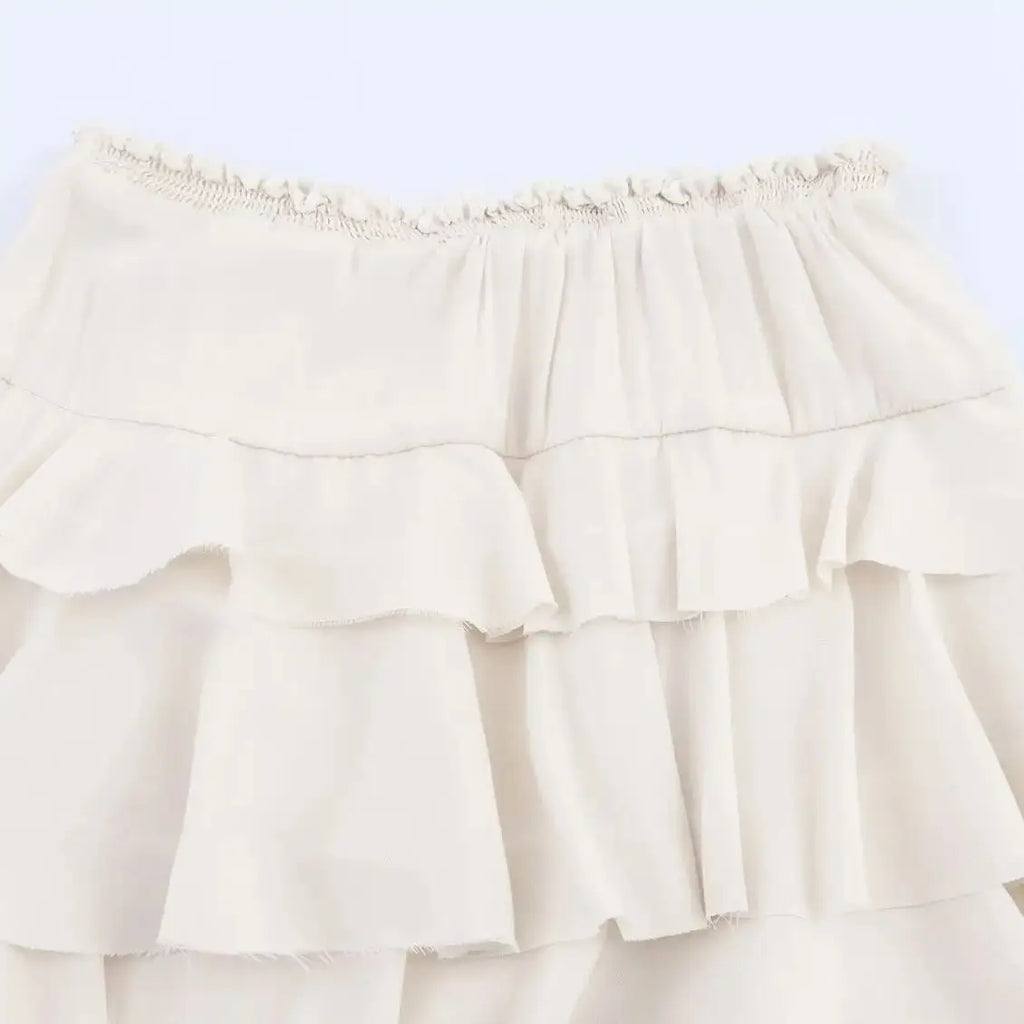 2025 WOMAN Fashion European and American Style Summer New Collection Stacked Decoration Versatile High Waist Skirt Mujer