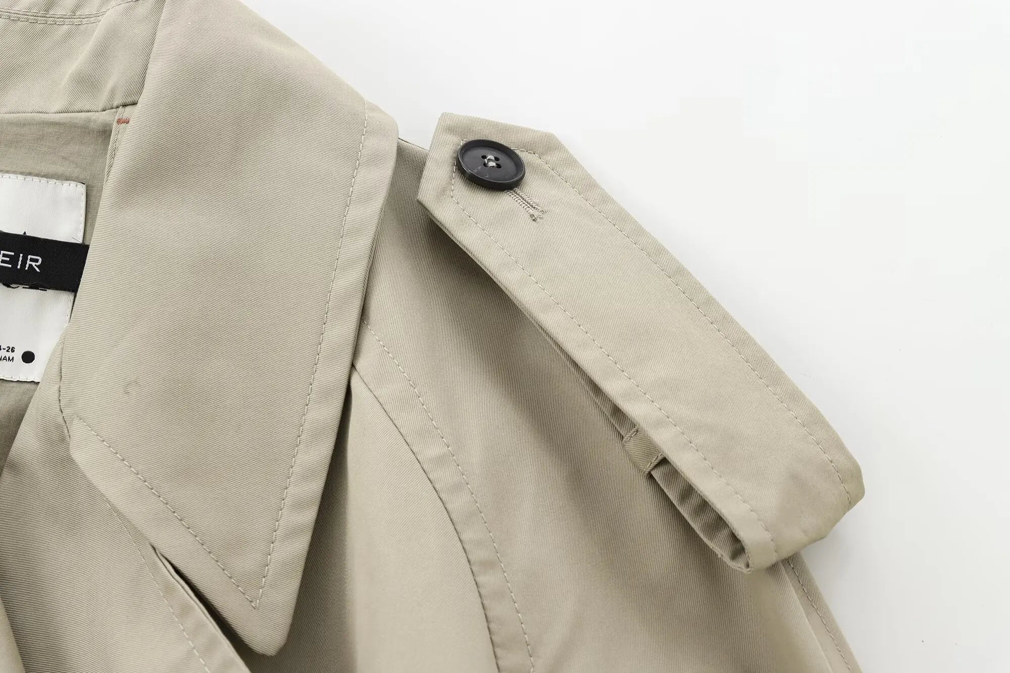 DiYiG WOMAN 2024 Autumn New Fashion Short Trench Coat Retro Long Sleeve Button Casual Outerwear Chic Overcoat