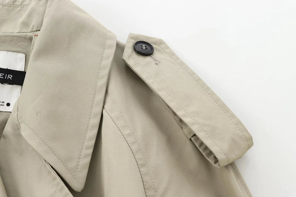 DiYiG WOMAN 2024 Autumn New Fashion Short Trench Coat Retro Long Sleeve Button Casual Outerwear Chic Overcoat