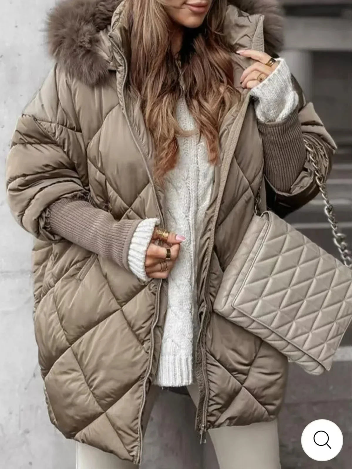Winter Women Long Sleeve Warm Thickened Coats Fashion Temperament Hooded Zipper Commuter Wind Women's Coat Cotton-padded Jacket