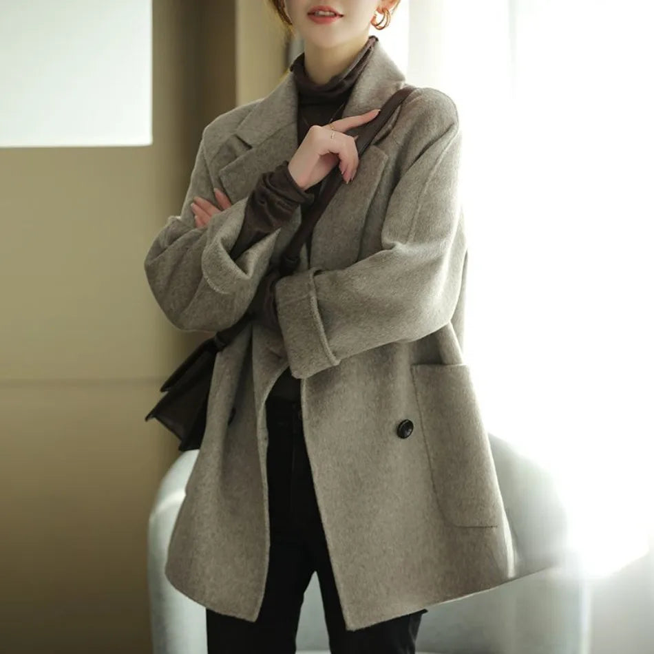 Wool Coat Elegance Coats and Jackets Women New In Autumn Winter Jacket Women Korean Style Long Sleeve Office Lady Trench Coat